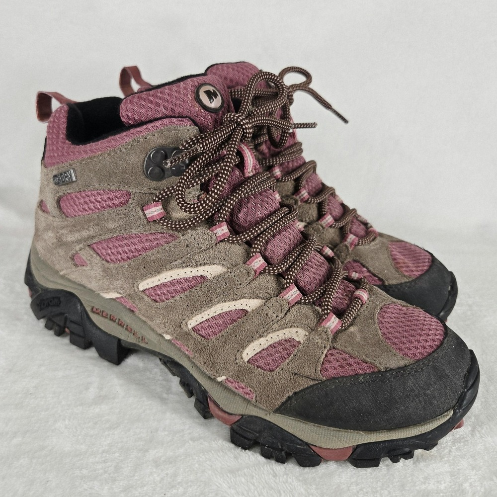 Merrell Boots Womens 8.5 Boulder Blush Moab 2 Suede Waterproof Hiking Vibram